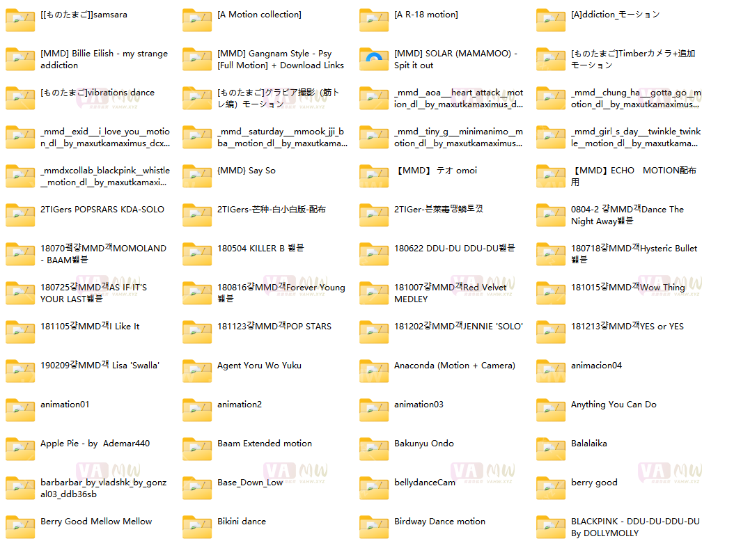 [VAM舞蹈] VMD资源 307部各类舞蹈资源整合包 9.9G-VAM资源站